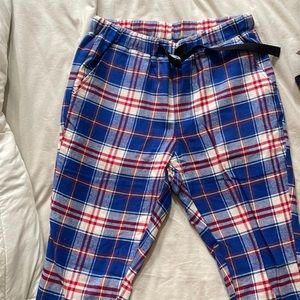 Plaid sweats with buckle